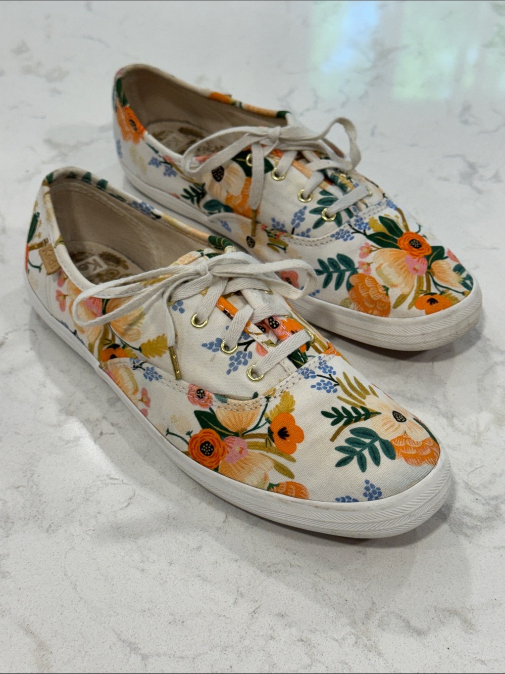 Rifle Paper Co & Keds Floral Canvas Tennis Shoes Size 8 (discontinued style)